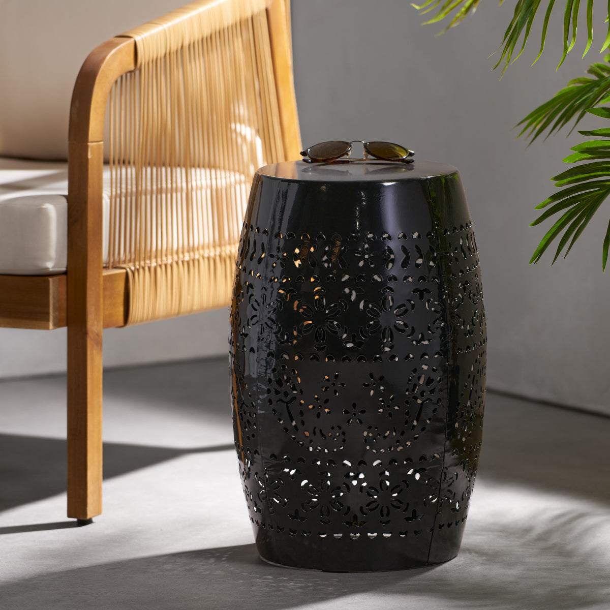 RUBY Lace Cut Metal Side Table Black