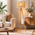 Reading Floor Lamp, Standing Light For Living Room Chair, Bedside & Study Area, Brillo Three Legged Floor Lamp Natural 110V