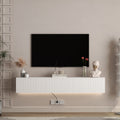 Floating TV Stand Wall Mounted With 16 Color LEDs, Modern TV Stand, Floating TV Cabinet Entertainment Center For 55 60 65 Inch TV