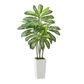 Artificial Dracaena Tree 5 Ft, Fake Palm Tropical Plants With White Tall Planter, Faux Floor Silk Plant In Pot, Large Trees For Home Office Living Room Decor House Warming, Indoor Outdoor