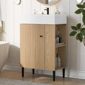 21.6" Wood Bathroom Vanity, Combo Cabinet, Bathroom Storage Cabinet, Single Ceramic Sink, White Oak