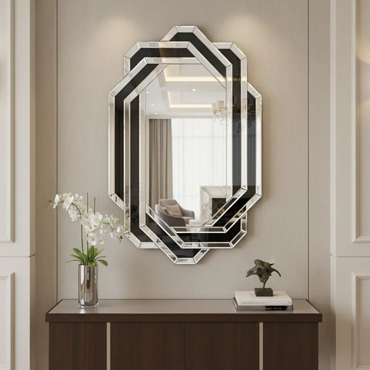 Decorative Mirror For Wall Modern Bathroom Wall Mirror, Luxury Vanity Mirror, Crystal Crush Diamond Mirror For Living Room,Bedroom,Entryway