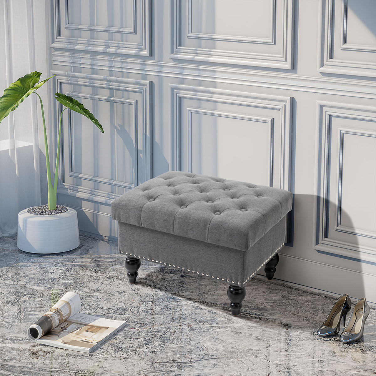Ottoman With Storage For Living Room 25 Inch Removable Lid