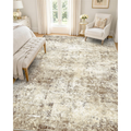 Washable Area Rug, 5 x 7 ft, Beige Distressed