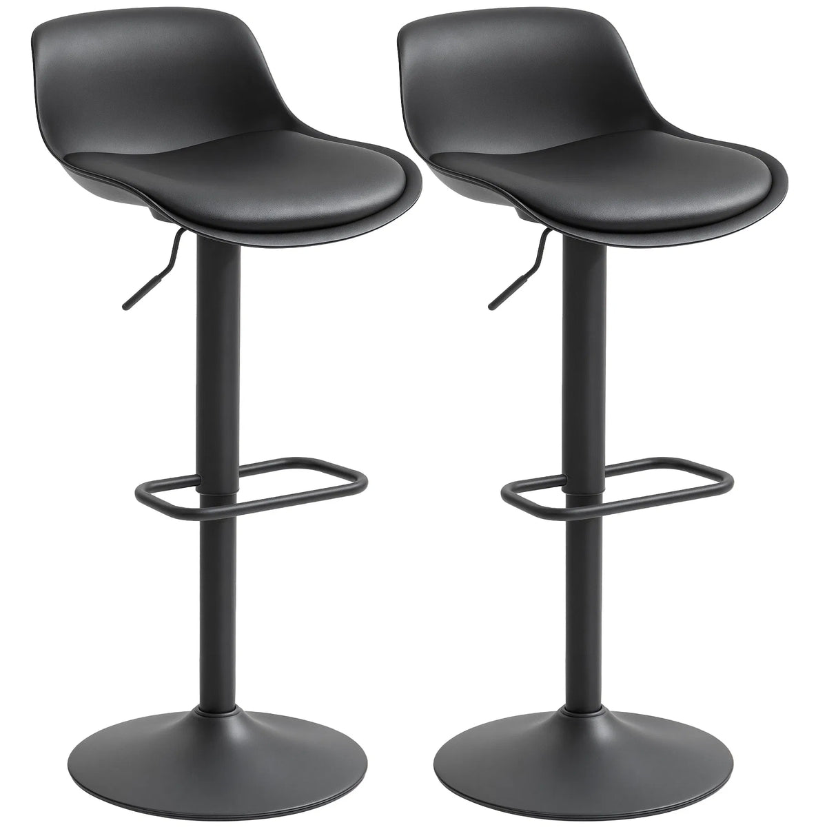 Counter Height Bar Stools Set of 2, Streamlined Bar Chairs With Back