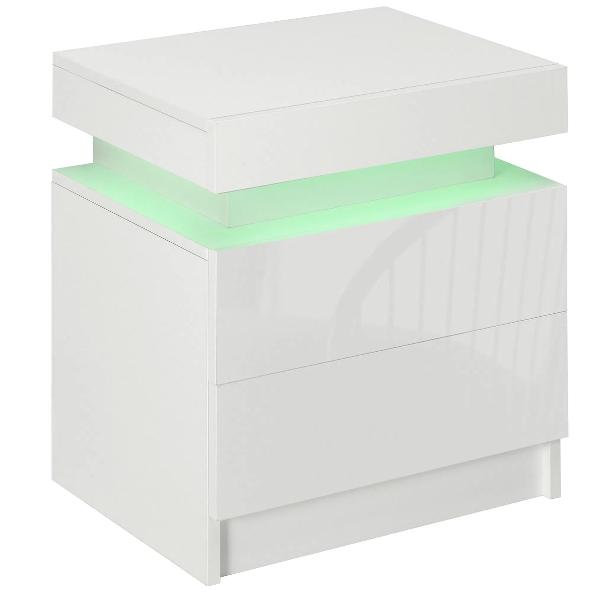 Nightstand Bedside Table With LED Lights And 2 Drawers For Bedroom Living Room