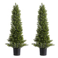 Artificial Topiary Cedar Trees, 36 Inch 2 Set Faux Pine Shrubs Plants, UV Resistant Indoor Outdoor Decor