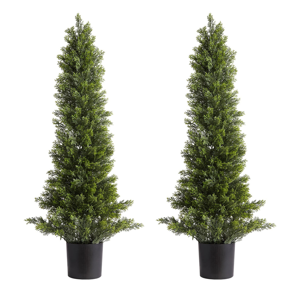 Artificial Topiary Cedar Trees, 36 Inch 2 Set Faux Pine Shrubs Plants, UV Resistant Indoor Outdoor Decor