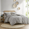 Cotton Printed Duvet Cover Set With Chenille, Full/Queen