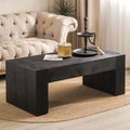 Modern Black Solid Wood Coffee Table 49in Rectangular Coffee Table For Living Room Farmhouse Contemporary Decor