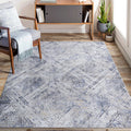 Blue Grey Geometric Area Rug, 6 x 9 ft