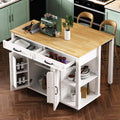 47" Kitchen Island with Extendable Dining Table, Rubberwood