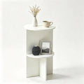 2-Tier Modern White Side End Table Engineered Wood Accent Nightstand with Open Storage Shelf Anti-Scratch Foot Pads for Sofa Bedroom Living Room Office