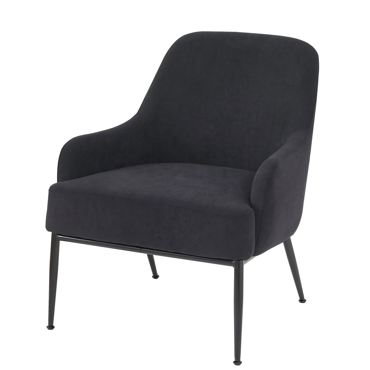 Black Velvet Accent Chair Modern Upholstered Armchair With Metal Legs Comfy Side Chair For Living Room Bedroom