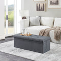 Folding Storage Ottoman Bench, Gray (Style 2)