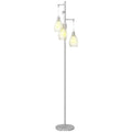Industrial Floor Lamp With 3 Wire Shades, Silver, Dimmable