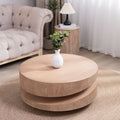 Modern Round Wood Coffee Table Natural Finish Accent Table For Living Room