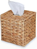 Water Hyacinth Handwoven Tissue Box Cover Natural Wicker Facial Tissue Holder