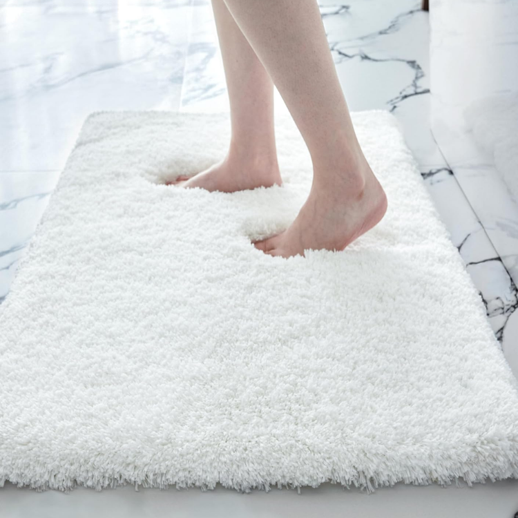 Plush Bath Mat, 17 x 24 in, White