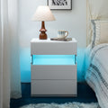 LED Nightstands 3 Drawer Dresser For Bedroom With 16RGB Color Lights, Bedside Tables For Living Room, White