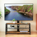 Wooden Storage TV Stand Black Tempered Glass Height Adjustable Universal Swivel Entertainment Center With Mount TV Stand - Rustic Brown