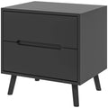 Modern Nightstand, Night Table with 2 Drawers, Bed End Table with  Wood Legs for Bedroom