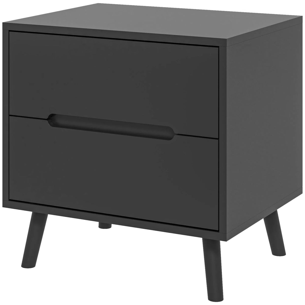 Modern Nightstand, Night Table with 2 Drawers, Bed End Table with  Wood Legs for Bedroom