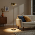Tall Corner Floor Lamp, Gold & White