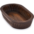 Mango Wood Decorative Bowl, Long Wooden Table Centerpiece Dish, Rustic Home Decor Accent For Dining And Living Spaces