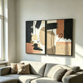 Framed Abstract Wall Art, Terracotta & Beige, 24 x 36 in, Set of 2