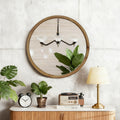 Round Wood Framed Wall Mirror, Natural, 27.56 in