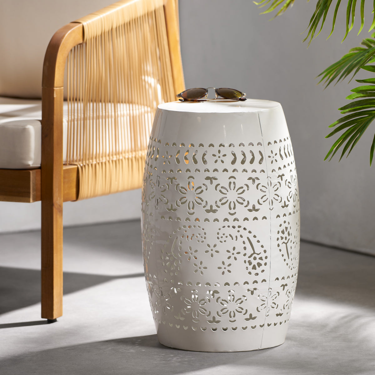 RUBY Lace Cut Metal Side Table White