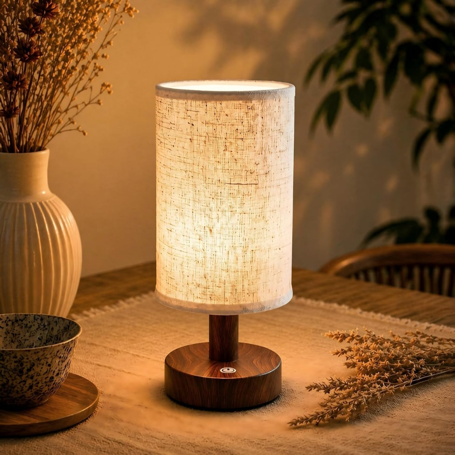 Mini Cordless Touch Bedside Lamp, Rechargeable, Brown