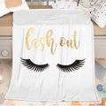 Long Eyelashes Print Flannel Throw Blanket, 59 x 79 in, White