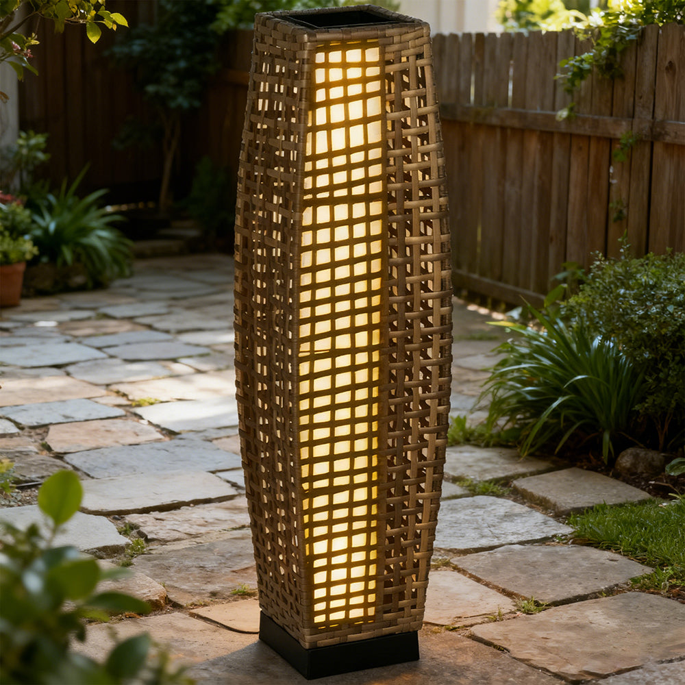 Solar Outdoor Floor Lantern, Gray