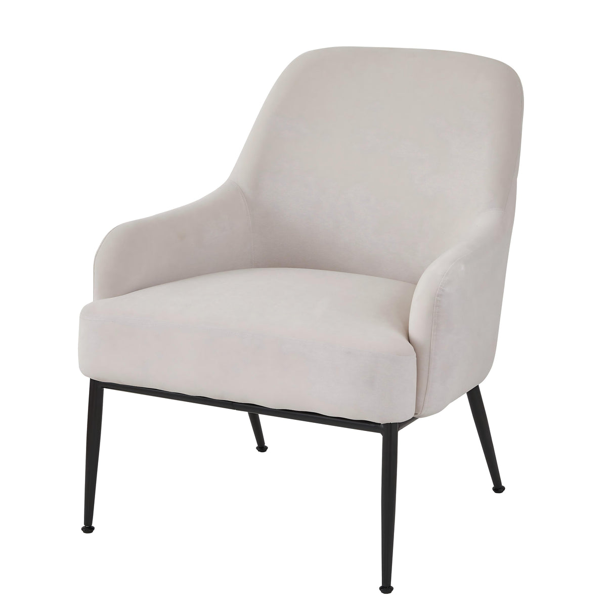 Beige Velvet Accent Chair, Modern Upholstered Armchair With Metal Legs