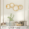 Modern Metal Wall Art With Round Mirrors, Gold