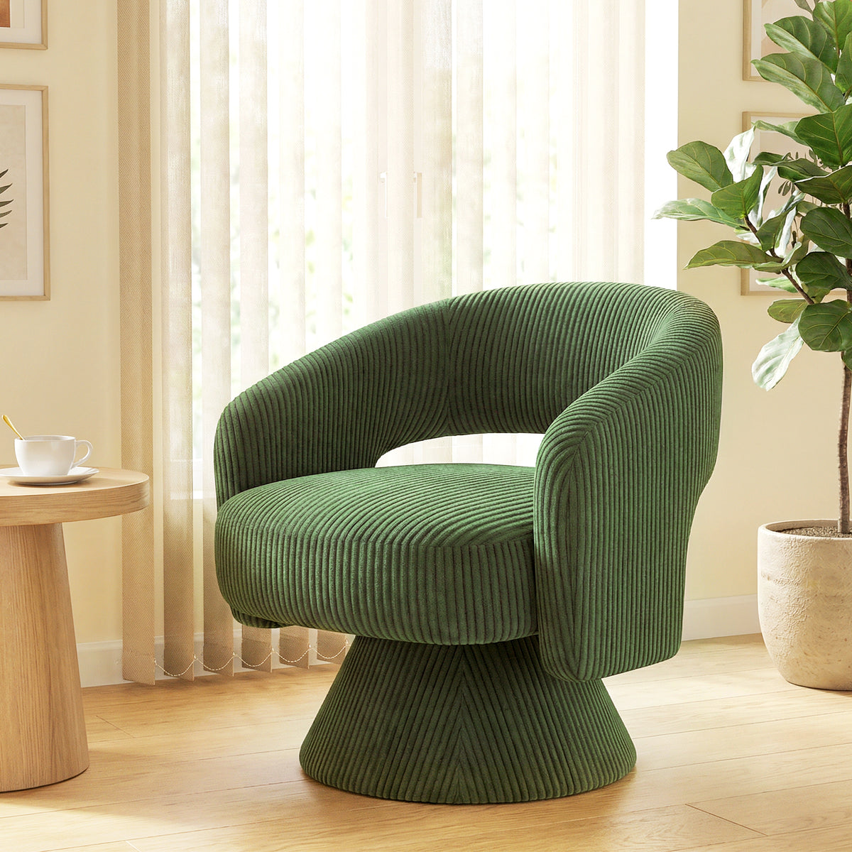 Swivel Barrel Accent Chair Modern Upholstered Living Room Swivel