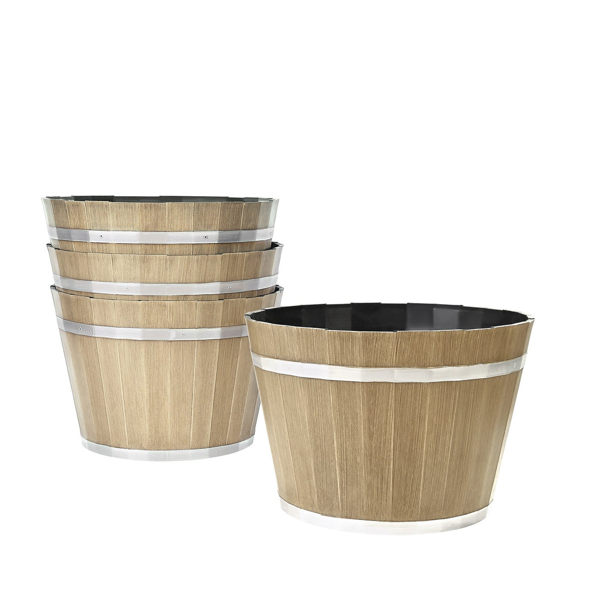 Resin Whiskey Barrel Planter Garden Flower Plant Pot 11.81 X 11.8 Inch