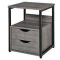 Nightstand with 2 Drawers, Industrial Side Table with Storage Shelf, Accent End Table