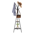 Freestanding Coat Rack Stand With 2 Shelves and 6 Hooks, Hall Coat Tree For Entryway, Bedroom, Living Room