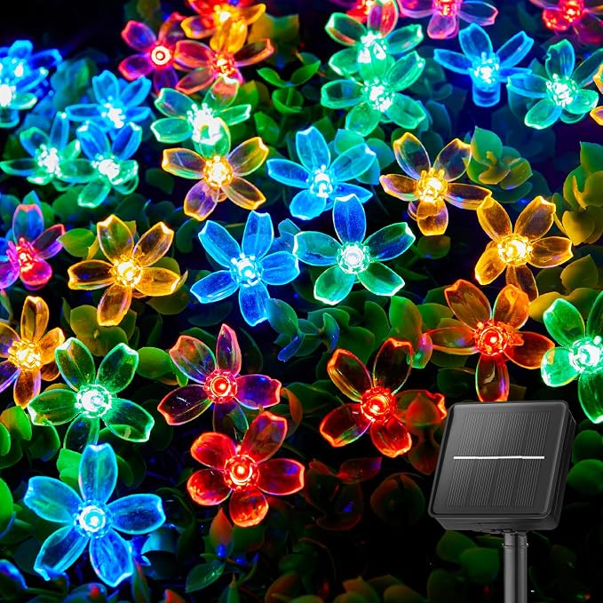 60 LED Flower Solar String Lights Waterproof