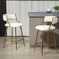 Set Of 2 Counter Height Bar Stools, 26 Corduroy Kitchen Island Counter Bar Stool With Back, Golden Chromed Base And Footrest