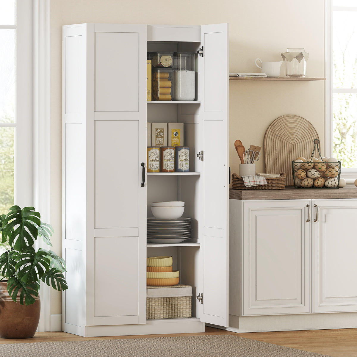 Farmhouse Pantry Cabinet 71 Inch Tall Kitchen Pantry Storage Cabinet