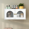 Wall Cabinet, Glass Door Display Wall Mounted Cabinet, Floating Cabinet With Inadjustable Shelves For Kitchen,Bathroom,Living Room