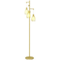 Industrial Floor Lamp With 3 Wire Shades, Gold, Dimmable