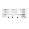 White Entryway Wall Mounted Coat Rack With 4 Dual Hooks Wood