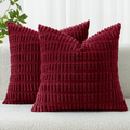Christmas Corduroy Throw Pillow Covers, 18 x 18 in, Burgundy