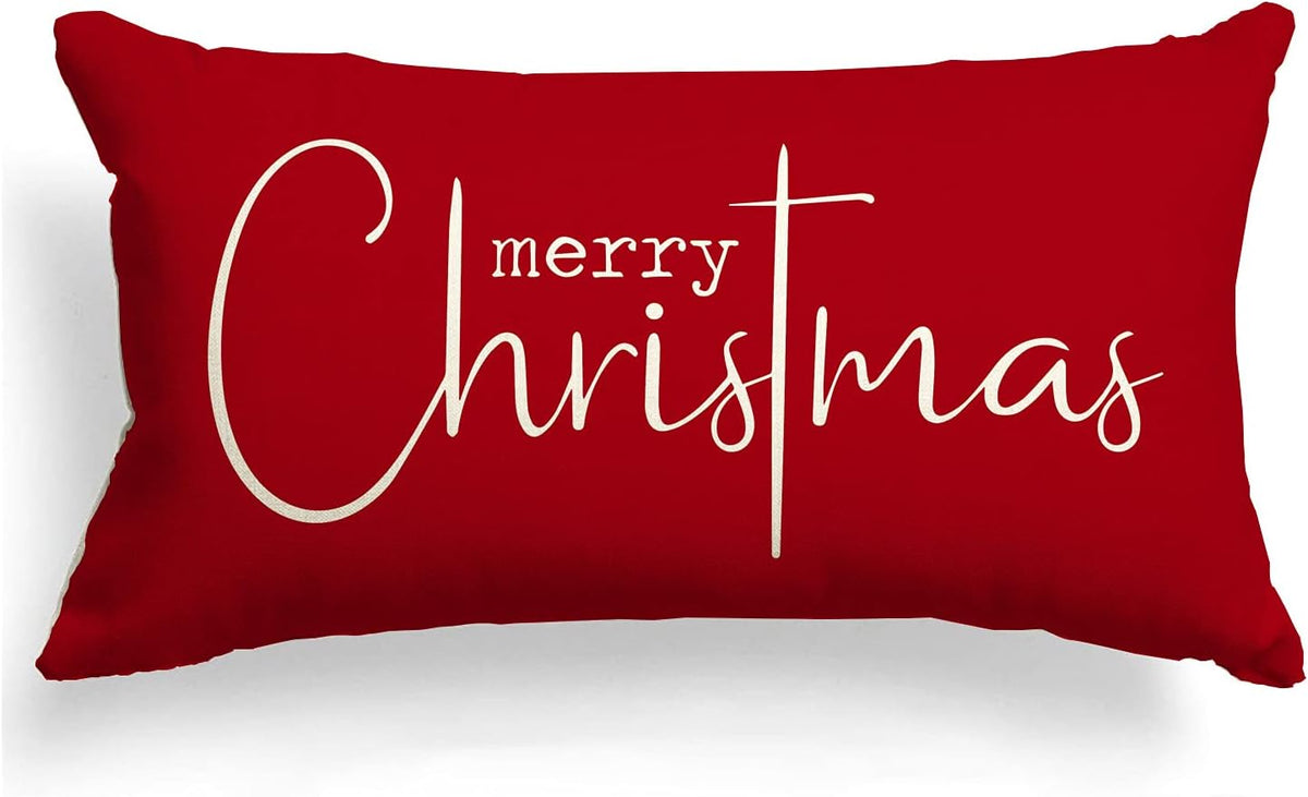 Christmas Pillow Cover, Merry Christmas Decorative Throw Pillow Case for Sofa