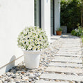 24-Inch Faux Flower Artificial Snow Lotus Potted Plant UV-Resistant